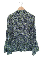 Vorschaubild 2 von Damen Bluse 34/XS Blau Florales Muster Langarm Elegant Casual