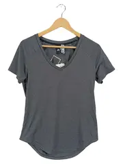 Vorschaubild 1 von Sport Shirt Damen Grau Gr. 36/S V-Ausschnitt Kurzarm Polyester