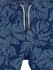 Vorschaubild 2 von Herren Shorts Blattmuster Denim Blau Größe L Elastikbund