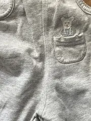 Vorschaubild 3 von Baby Strampler Einteiler Gr. 50 Grau Teddy Applikation mit Füßen