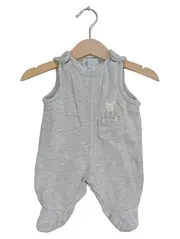 Vorschaubild 1 von Baby Strampler Einteiler Gr. 50 Grau Teddy Applikation mit Füßen