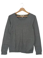 Vorschaubild 1 von Damen Pullover Gr. 36/S Grau Baumwolle Viskose Langarm Basic