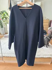Vorschaubild 2 von Damen Strickkleid Blau Gr. 36 S Wolle Minimalistisch