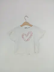 Vorschaubild 4 von Kinder T-Shirt Weiß Herz-Print Gr. 128 Casual