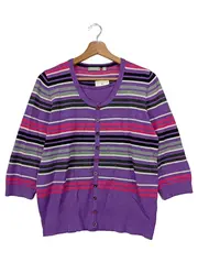 Vorschaubild 1 von Damen Pullover Gr. 40/L Mehrfarbig Gestreift 3/4-Arm Strick Casual