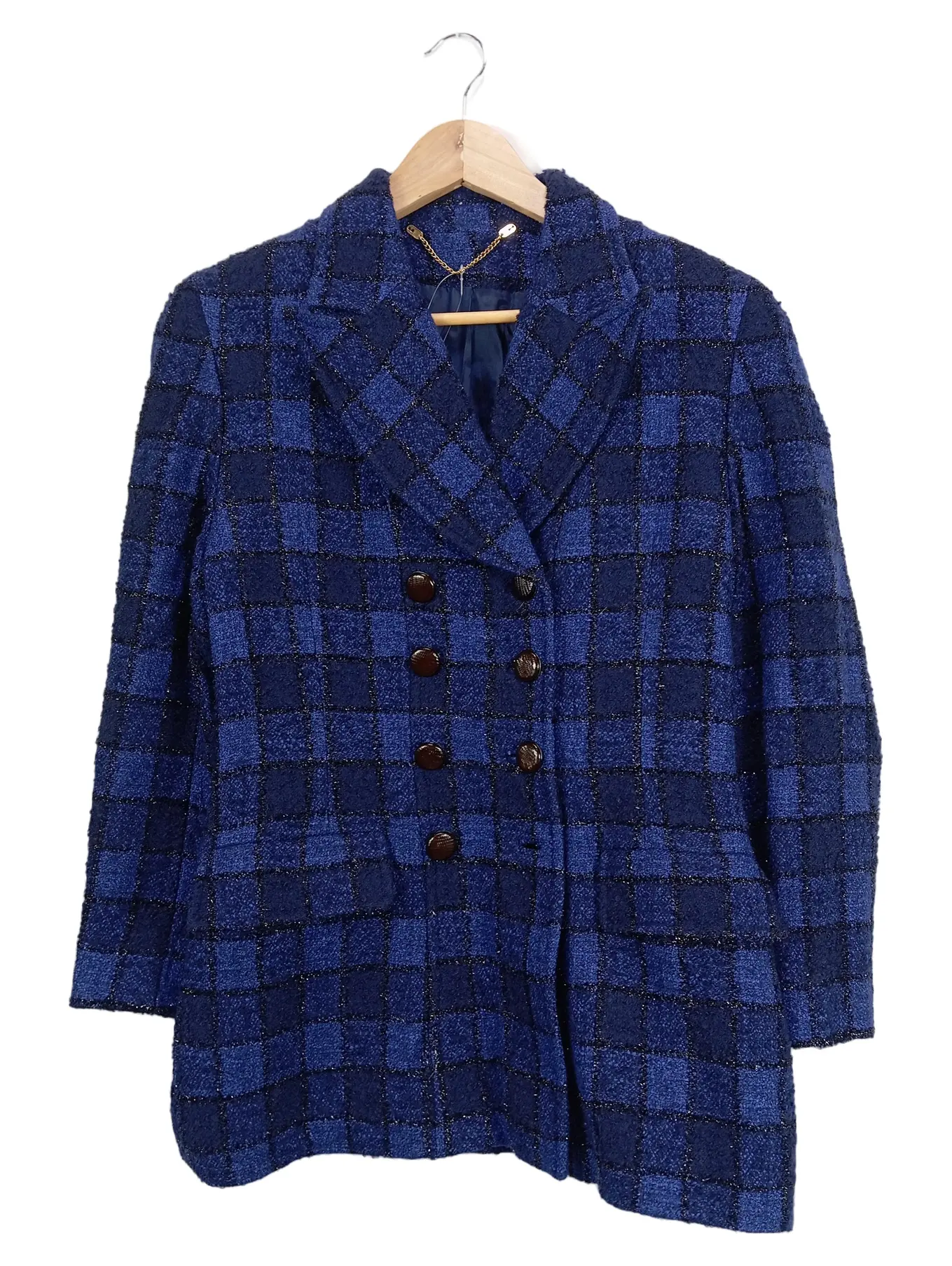 VAKKO Damen Blazer Gr. 40 Kariert Blau Business Sakko