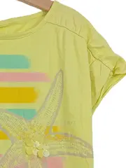 Vorschaubild 2 von Mädchen T-Shirt Gr. 152 Gelb Seestern Streifen Pailletten Casual