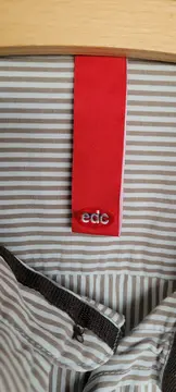 Vorschaubild 4 von EDC Herren Kurzarm Hemd gestreift Beige L Casual mit Brusttasche