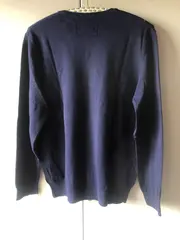Vorschaubild 3 von Herren Pullover Argyle V-Ausschnitt Blau Gr. L Baumwolle Klassisch
