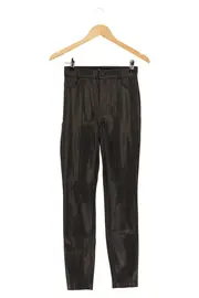 Vorschaubild 1 von Damen Faux Lederhose Schwarz Gr. XS (34) Slim Fit Kunstleder Hose