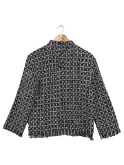 Vorschaubild 2 von Damen Strickjacke 38/M Mehrfarbig Strukturmuster Fransen