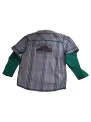 Vorschaubild 3 von Hemd Jungen Gr. 92 kariert Langarm blau grün Baumwolle