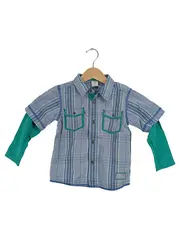 Vorschaubild 1 von Hemd Jungen Gr. 92 kariert Langarm blau grün Baumwolle