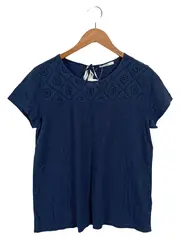 Vorschaubild 1 von Damen T-Shirt Gr. 40/L Blau Casual Lochmuster Baumwolle