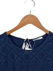 Vorschaubild 4 von Damen T-Shirt Gr. 40/L Blau Casual Lochmuster Baumwolle