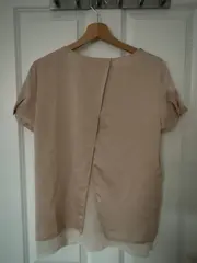 Vorschaubild 2 von Damen Bluse Beige Gr. 34/XS Kurzarm mit Perlenbesatz Feminin