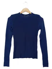 Vorschaubild 1 von Damen Pullover Gr. 36/S Blau Rippstrick Elegant Langarm