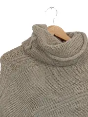Vorschaubild 2 von Damen Poncho Rollkragen Beige Einheitsgröße Strick Mohair Mix