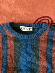 Vorschaubild 3 von Damen Pullover Gr. 36 Mohair Gestreift Petrol Vintage Retro