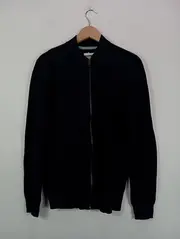 Vorschaubild 2 von Herren Strickjacke Schwarz Gr. 48/M Reißverschluss Casual