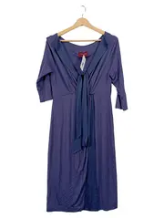 Vorschaubild 1 von Wickelkleid Damen Blau Elegant Festlich Midikleid Gr. 38/M