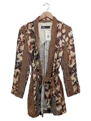 Vorschaubild 1 von Leichte Jacke Damen 36/S Braun Blumenmuster Bohemian