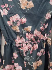 Vorschaubild 5 von Morgenmantel Blumenmuster Petrol S/36 Damen Langarm Freizeit
