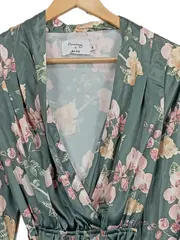 Vorschaubild 3 von Morgenmantel Blumenmuster Petrol S/36 Damen Langarm Freizeit