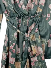 Vorschaubild 4 von Morgenmantel Blumenmuster Petrol S/36 Damen Langarm Freizeit