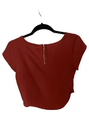 Vorschaubild 2 von Damen Top Orange Kurzarm Gr. 36 S Reißverschluss Rüsche Casual