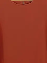 Vorschaubild 3 von Damen Top Orange Kurzarm Gr. 36 S Reißverschluss Rüsche Casual