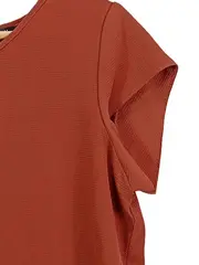 Vorschaubild 4 von Damen Top Orange Kurzarm Gr. 36 S Reißverschluss Rüsche Casual