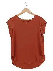 Vorschaubild 1 von Damen Top Orange Kurzarm Gr. 36 S Reißverschluss Rüsche Casual