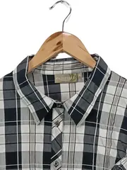 Vorschaubild 2 von Damen Freizeithemd Gr. 40/L Kariert Schwarz Weiß Grau Casual