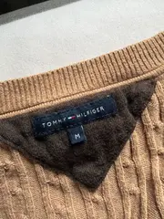 Vorschaubild 2 von Damen Pullover V-Ausschnitt Zopfmuster Beige Gr. M