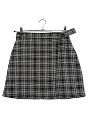 Vorschaubild 1 von Wickelrock Damen Gr. S Kariert Schwarz Weiß Ultra High-Rise Mini