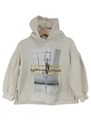 Vorschaubild 1 von Mädchen Kapuzenpullover Gr. 116 Beige Ballerina Print Hoodie