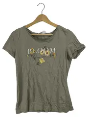 Vorschaubild 1 von Damen T-Shirt Gr. 40/L Oliv Bloom Blumenstickerei Baumwolle
