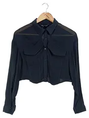 Vorschaubild 1 von Damen Hemdbluse Schwarz Gr. 36/S Modern Casual Langarm Polyester