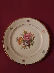 Vorschaubild 2 von Kuchenteller Porzellan Weiß Blumenmuster 19cm Festlich Metallic