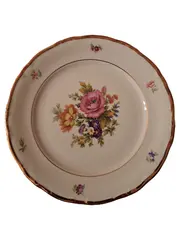 Vorschaubild 1 von Kuchenteller Porzellan Weiß Blumenmuster 19cm Festlich Metallic