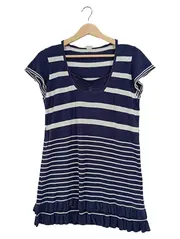 Vorschaubild 1 von Damen Sommerkleid gestreift Rüschen Blau Gr. 42/XL Freizeit