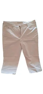 Vorschaubild 1 von Damen Stoffhose Gr. 48 Beige Casual Capri Hose Baumwolle