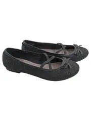 Vorschaubild 1 von Ballerinas Damen Gr. 37 Schwarz Lochmuster Stickerei Schleife