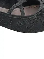 Vorschaubild 4 von Ballerinas Damen Gr. 37 Schwarz Lochmuster Stickerei Schleife