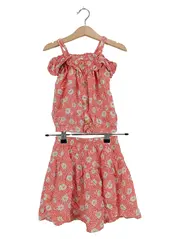 Vorschaubild 1 von Girls Rule Mädchen Sommerkleid Set Gr. 134 Rosa Blumen Top Rock