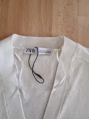 Vorschaubild 3 von Damen Strickjacke Gr. L Weiß Casual Rippstrick