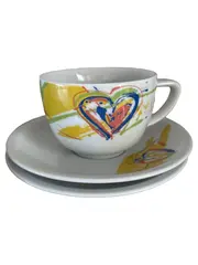 Vorschaubild 1 von Epoque Carla Manco Tasse Untertasse Herz Porzellan Mehrfarbig 9cm