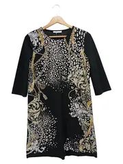 Vorschaubild 1 von Damen Blusenkleid S 36 Schwarz Elegant Modern Tierdruck Grafisch