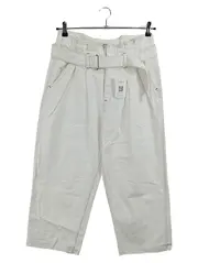 Vorschaubild 1 von Damen Stoffhose Gr. 42 Beige Casual Gürtel Cropped